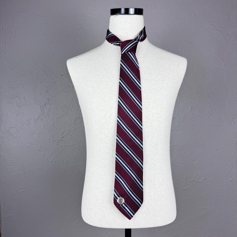 Reworked XL Vintage silk dark red striped tie 64" x 3.5" Goth Punk Dark Academia